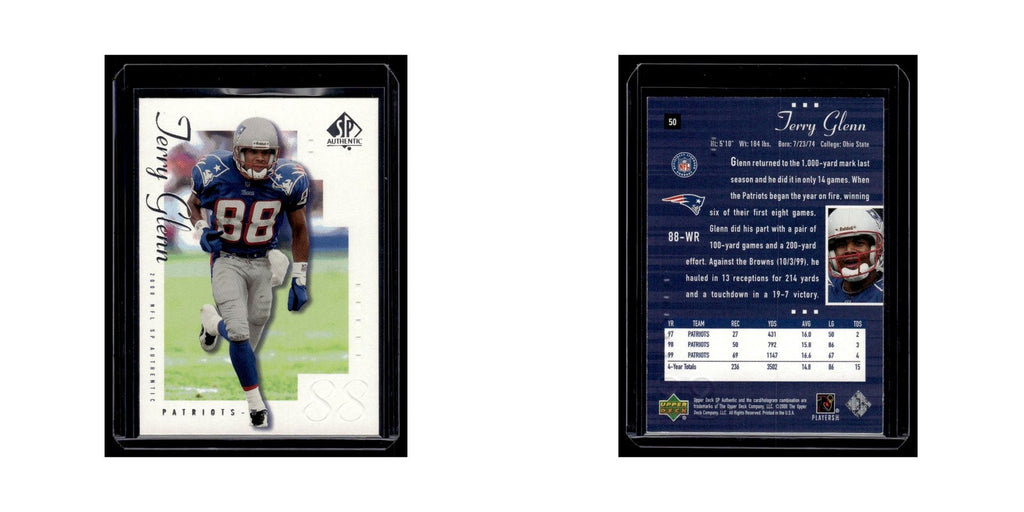 Jerry Glenn 2000 SP Authentic #50 New England Patriots Football Card NM