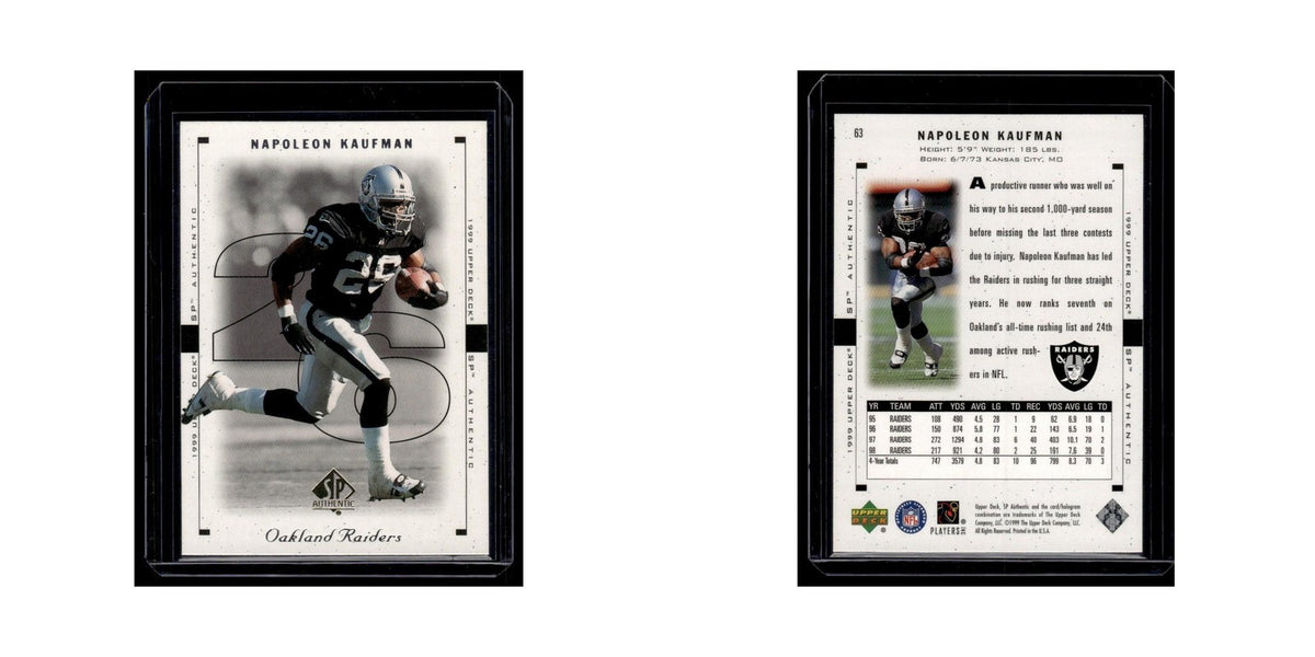 Napoleon Kaufman 1999 SP Authentic #63 Oakland Raiders Football Card NM