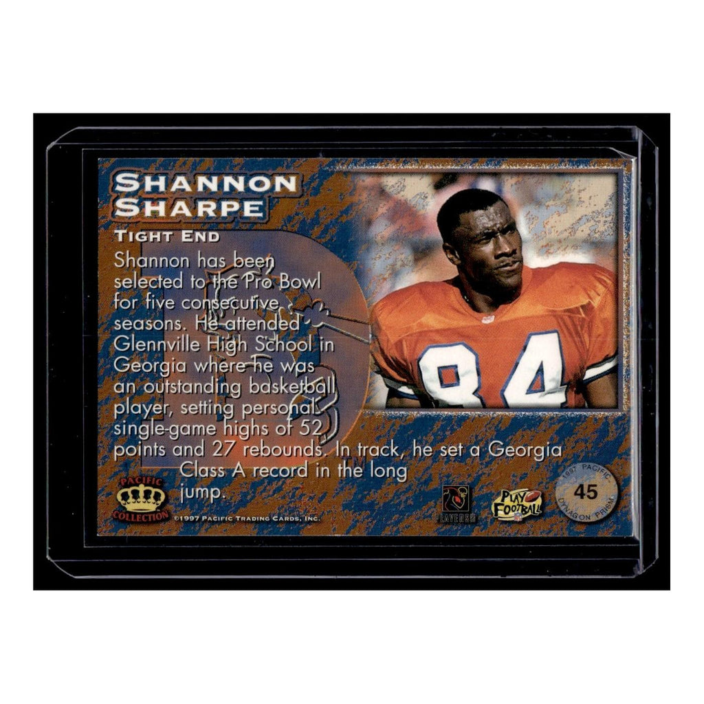 Shannon Sharpe 1997 Pacific Dynagon Prism #45 Football Card NM