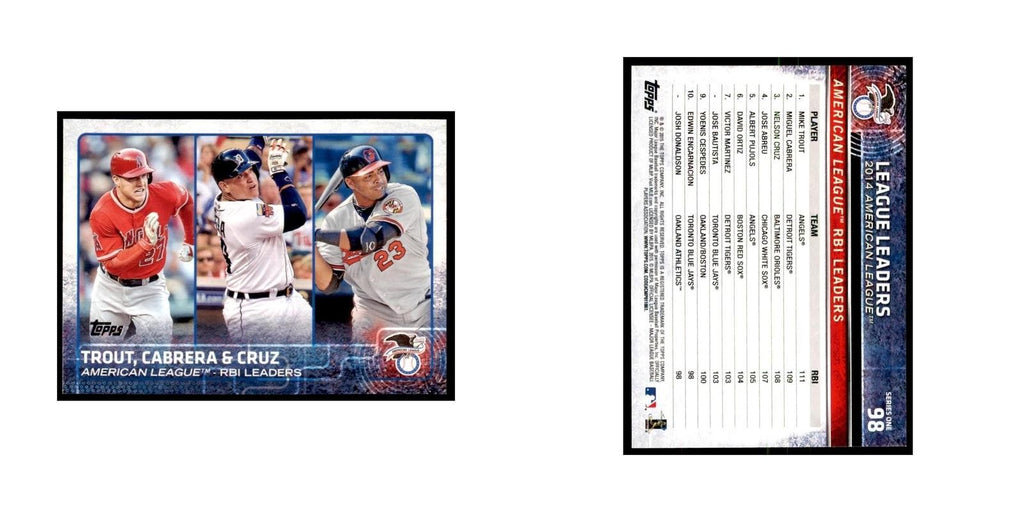 Trout Cabrera Cruz 2015 Topps #98 Baseball Cards Baseball Card NM
