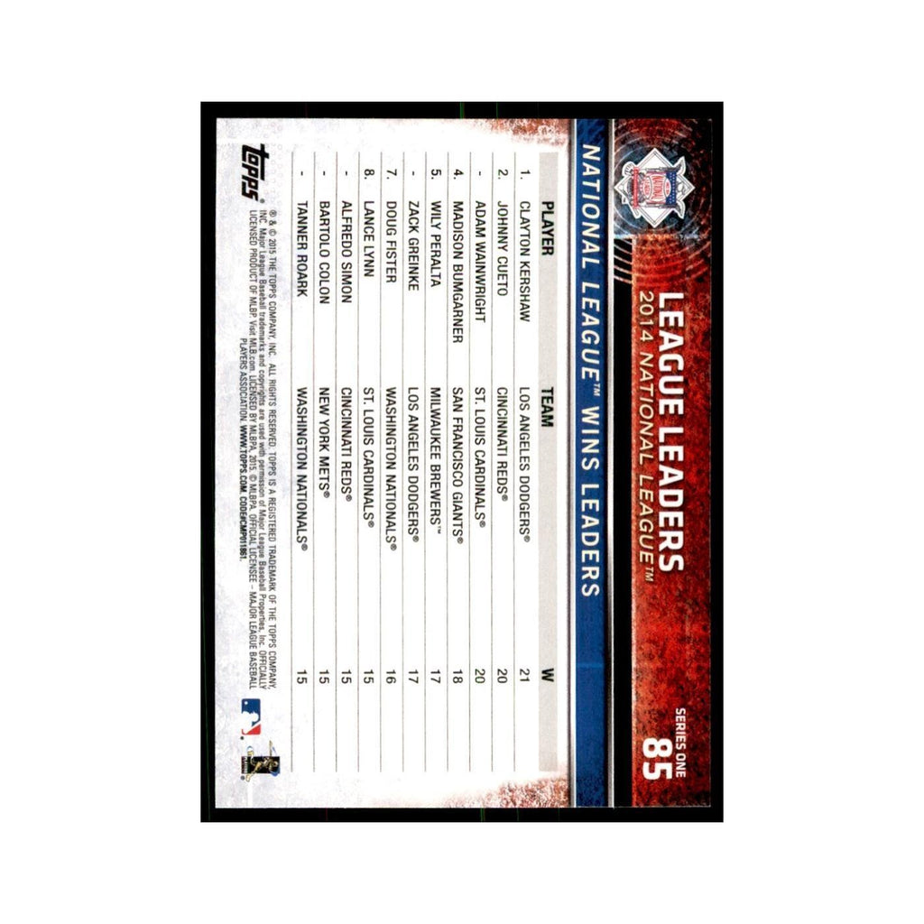 National League Wins Leaders 2015 Topps #85 Baseball Cards Baseball Card NM