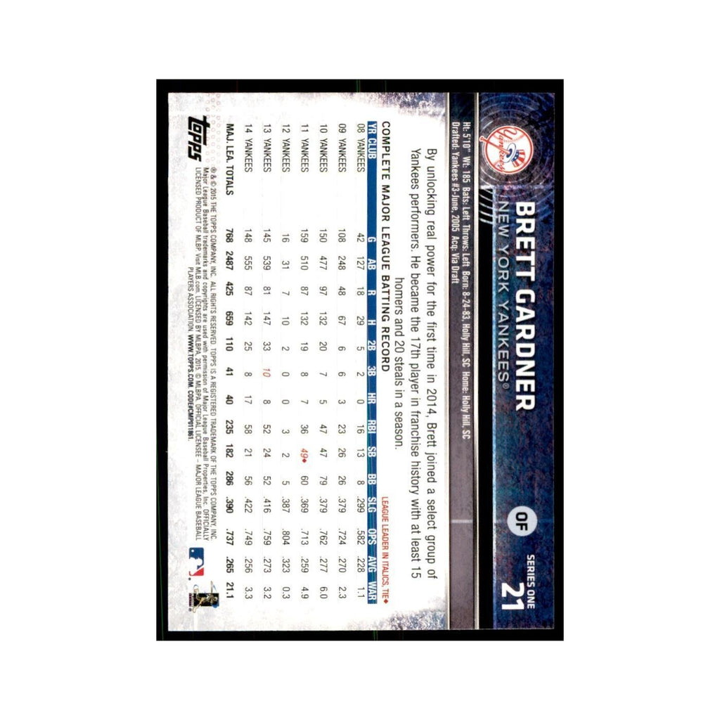 Brett Gardner 2015 Topps #21 Baseball Cards Baseball Card NM