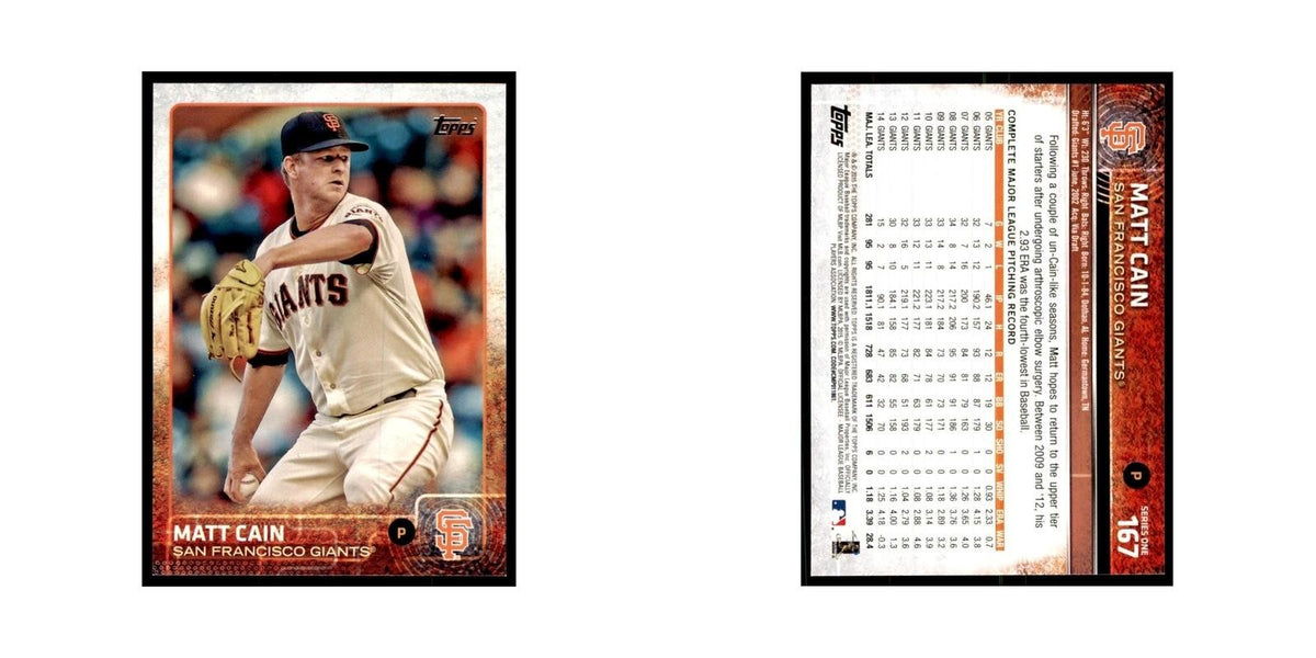 Matt Cain 2015 Topps #167 Baseball Cards Baseball Card NM