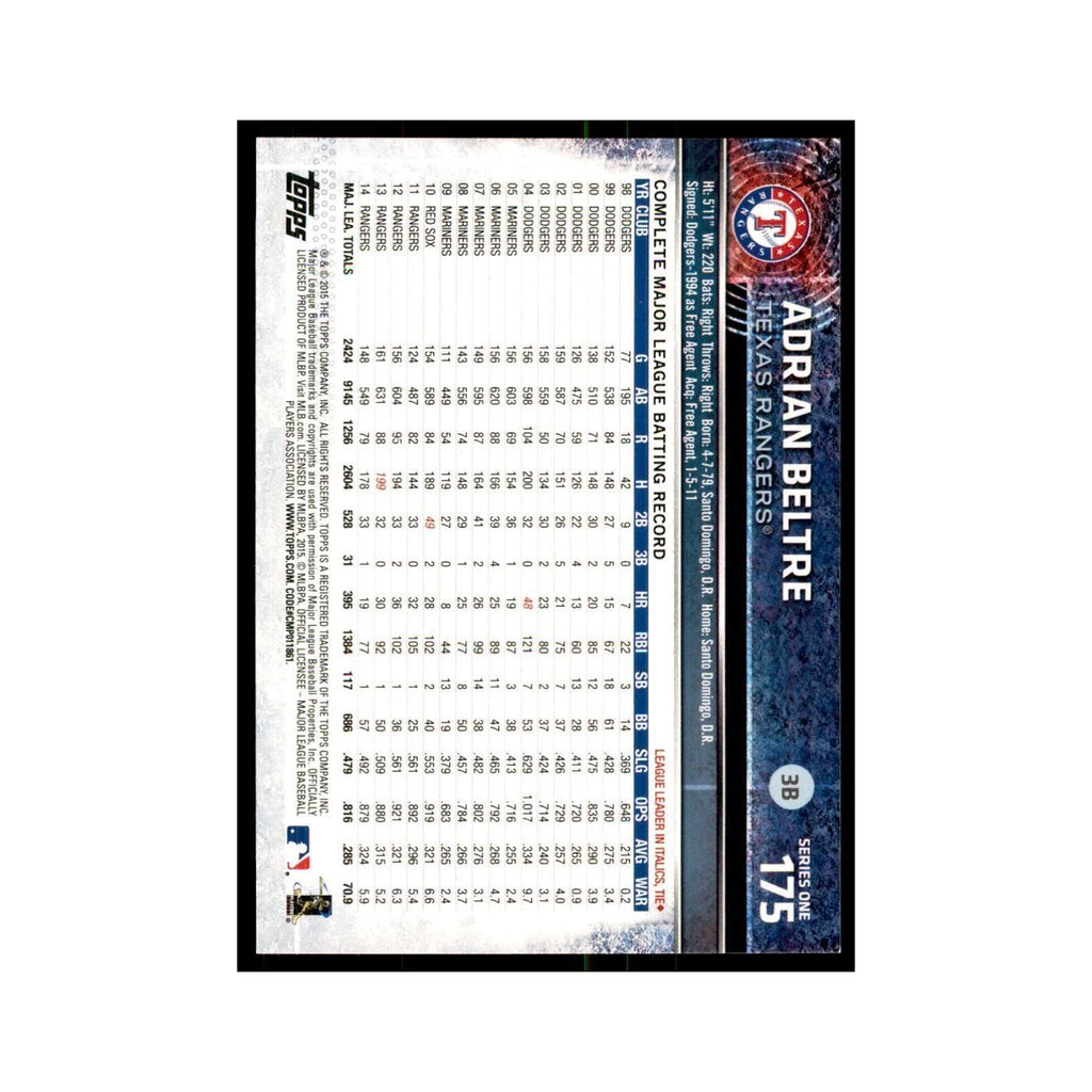Adrian Beltre 2015 Topps #175 Baseball Cards Baseball Card NM