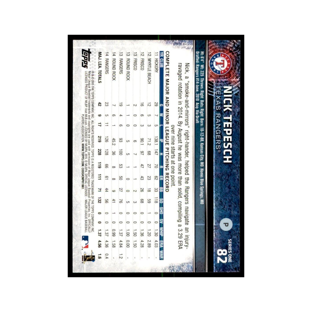 Nick Tepesch 2015 Topps #82 Baseball Cards Baseball Card NM
