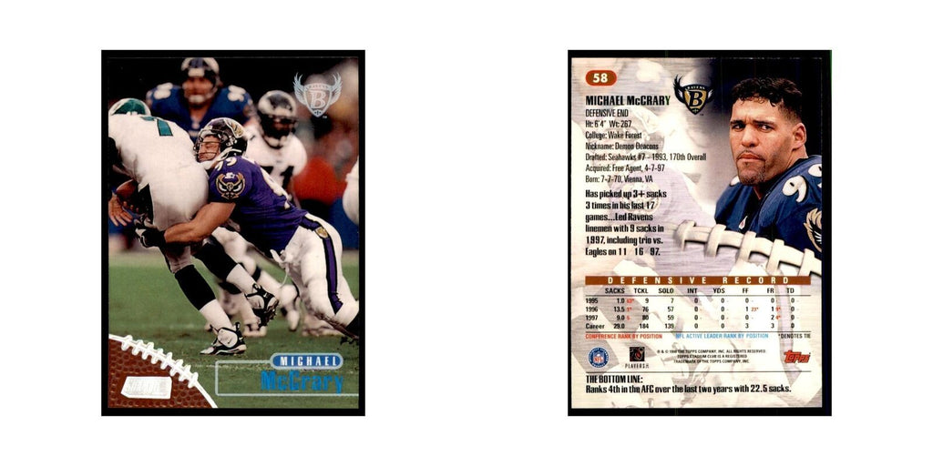 Michael McCrary 1998 Stadium Club #58 Football Cards Football Card NM