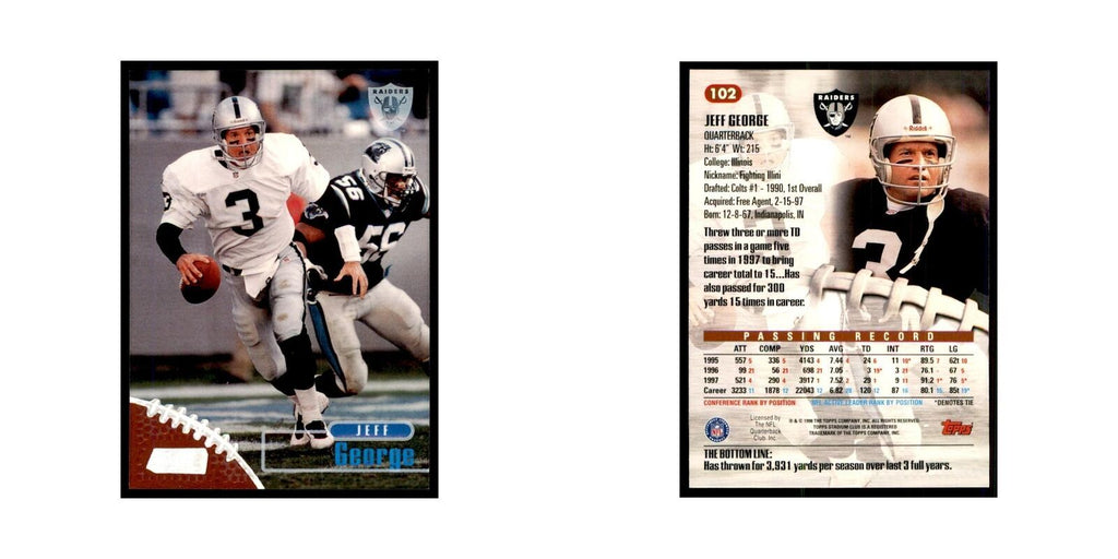 Jeff George 1998 Stadium Club #102 Football Cards Football Card NM