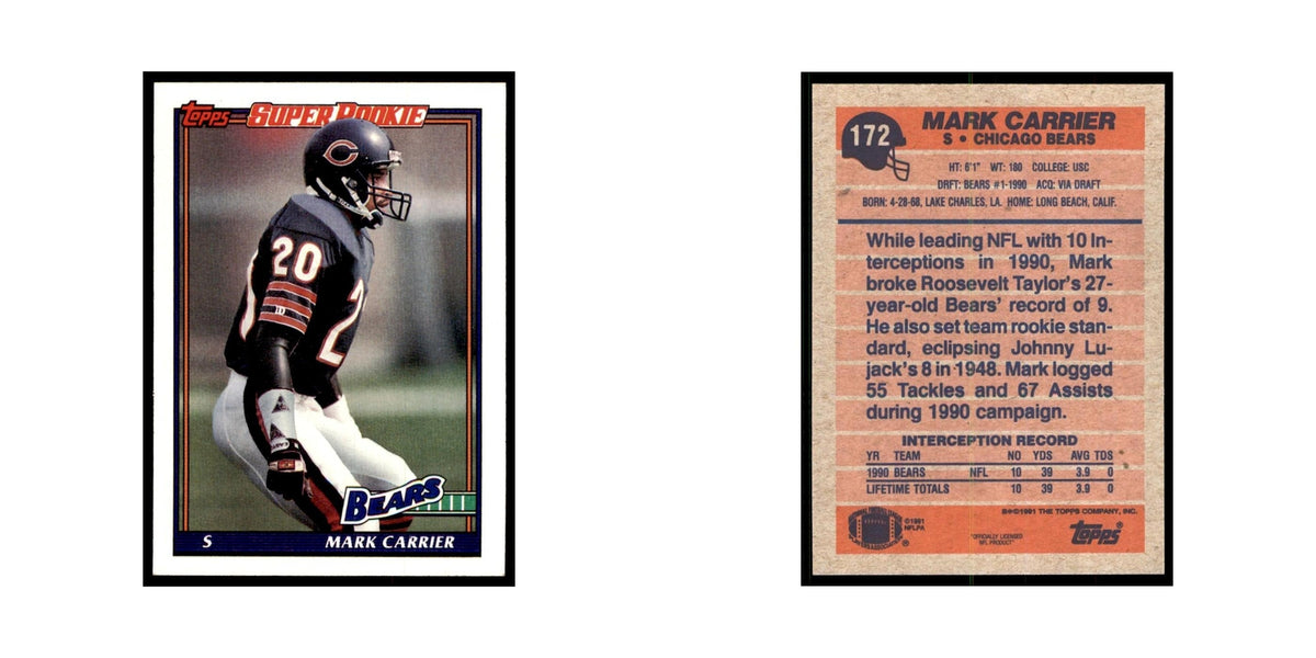 Mark Carrier 1991 Topps #172 Chicago Bears Football Card NM