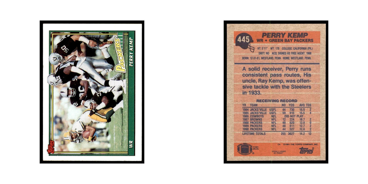 Perry Kemp 1991 Topps #445 Green Bay Packers Football Card NM