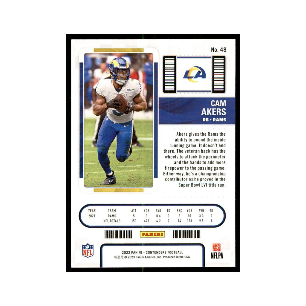 Cam Akers 2022 Panini Contenders #48 Los Angeles Rams Football Card NM