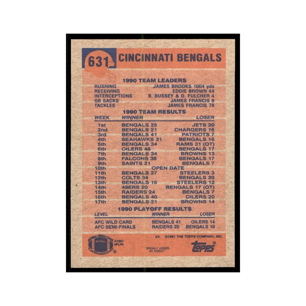 Bengals Team Leaders Results 1991 Topps #631 Cincinnati Bengals Football Card NM