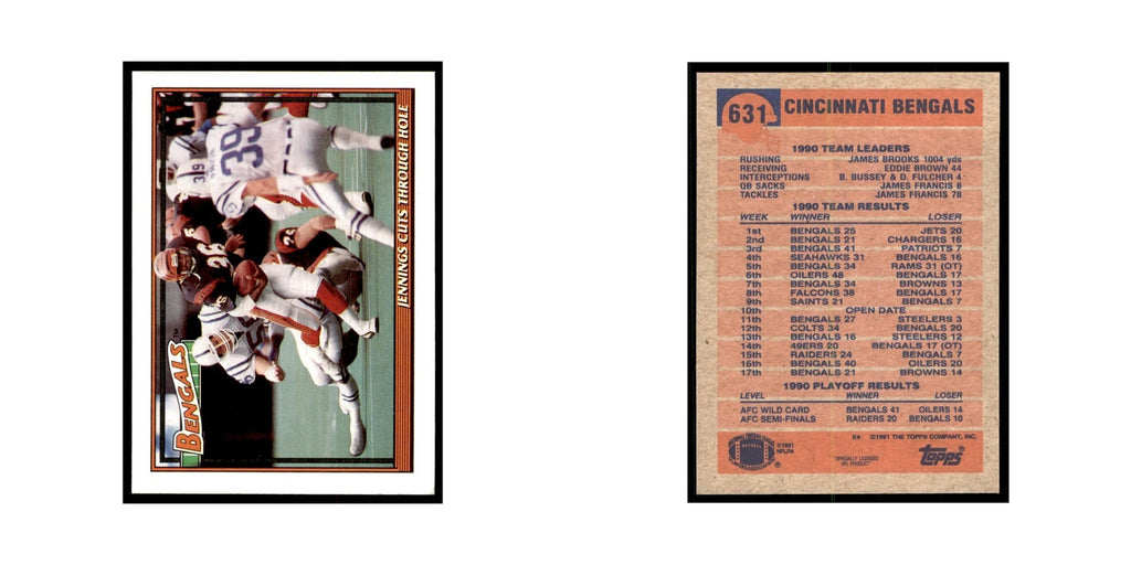 Bengals Team Leaders Results 1991 Topps #631 Cincinnati Bengals Football Card NM