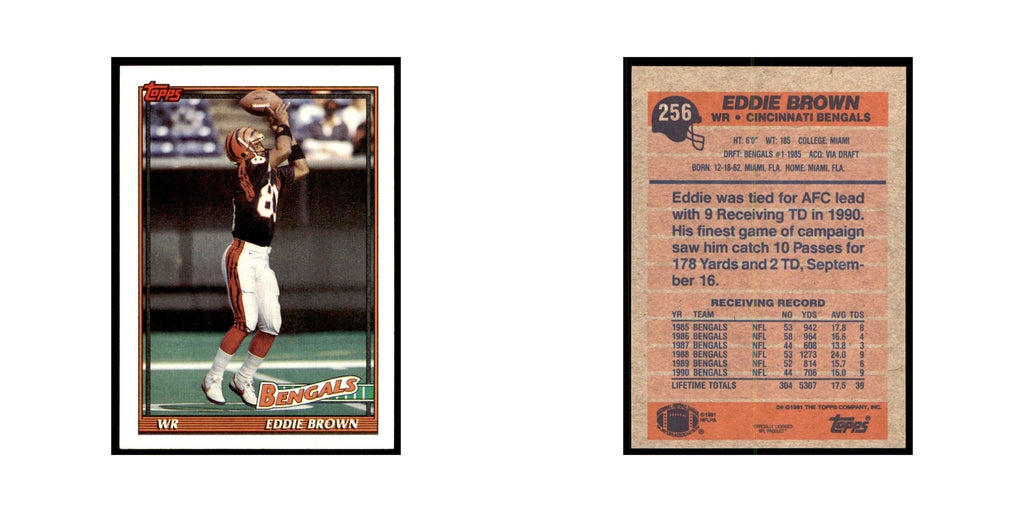 Eddie Brown 1991 Topps #256 Cincinnati Bengals Football Card NM