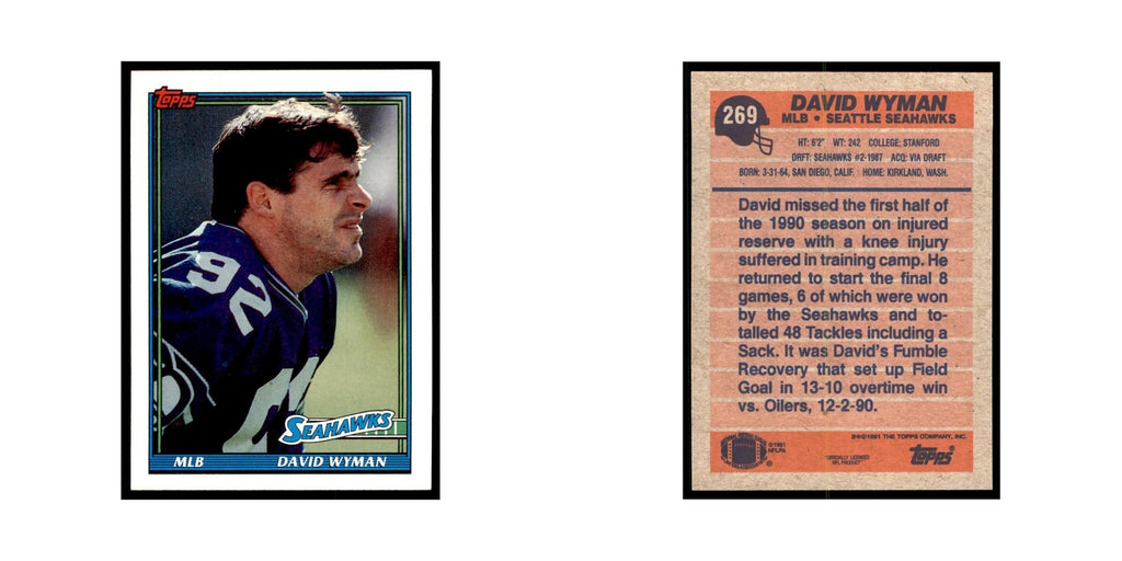 David Wyman 1991 Topps #269 Seattle Seahawks Football Card NM