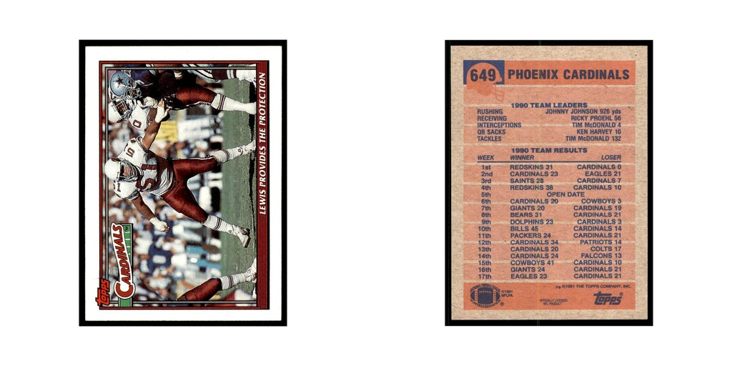 Cardinals Team Leaders Results 1991 Topps #649 Phoenix Cardinals NM