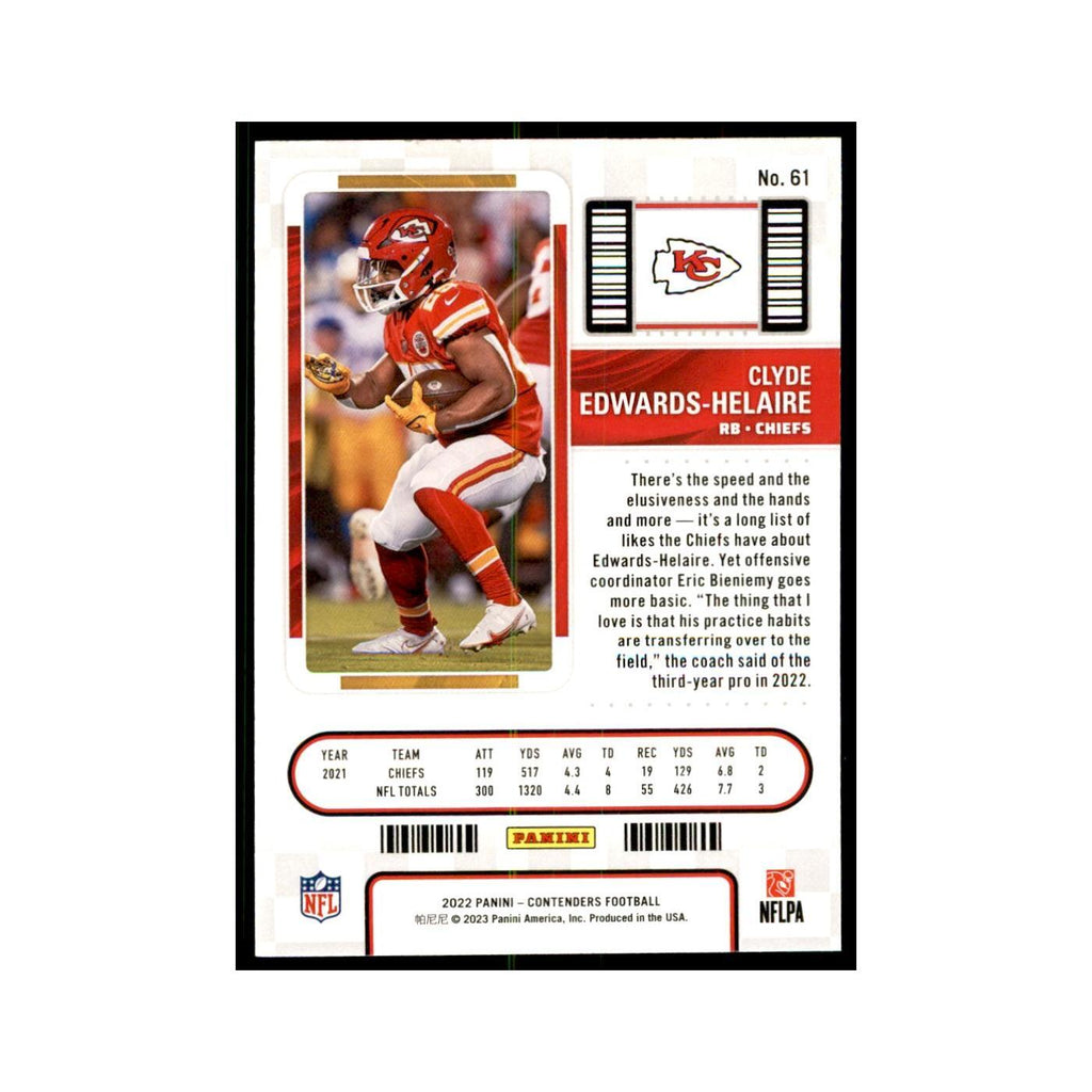 Clyde Edwards-Helaire 2022 Panini Contenders #61 Kansas City Chiefs NM