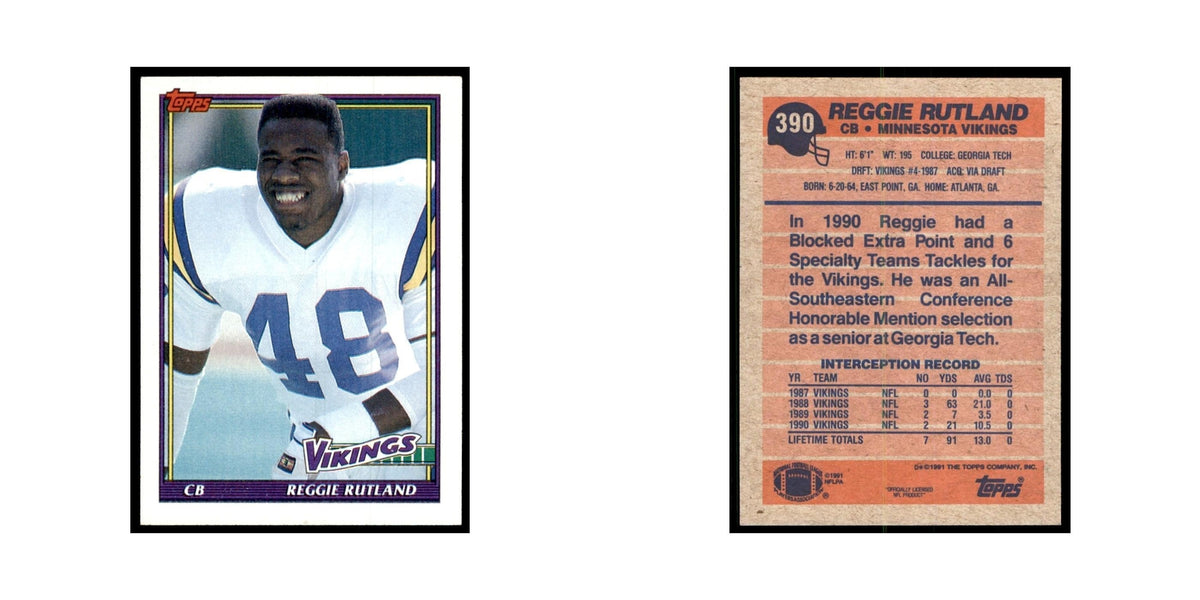 Reggie Rutland 1991 Topps #390 Minnesota Vikings Football Card NM