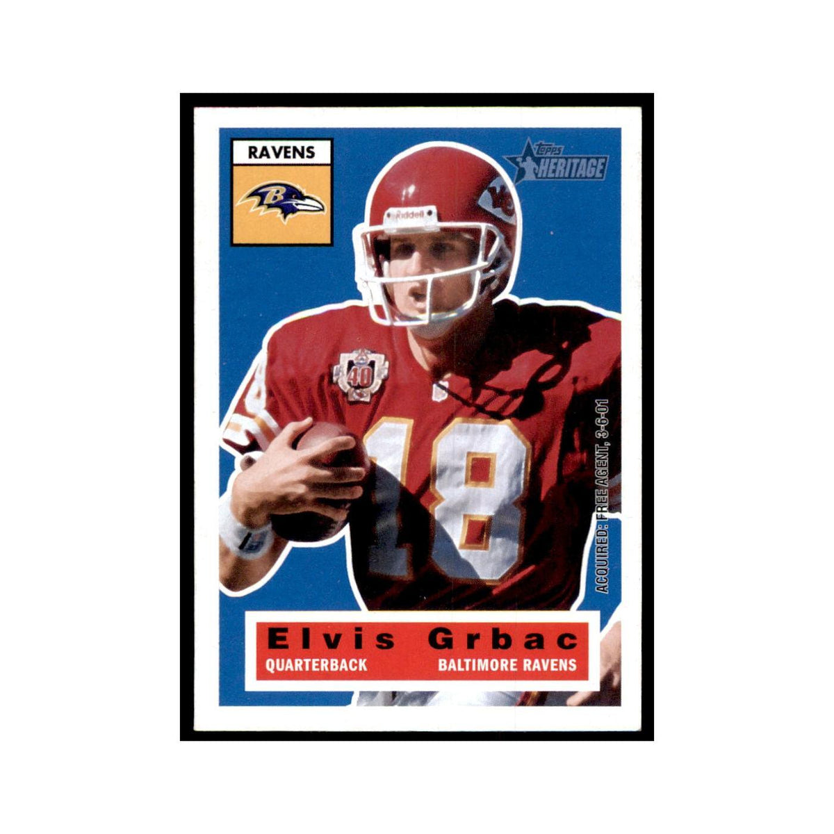 Elvis Grbac 2001 Topps Heritage #7 Baltimore Ravens Football Card NM