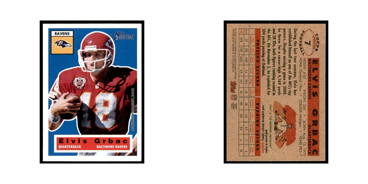 Elvis Grbac 2001 Topps Heritage #7 Baltimore Ravens Football Card NM