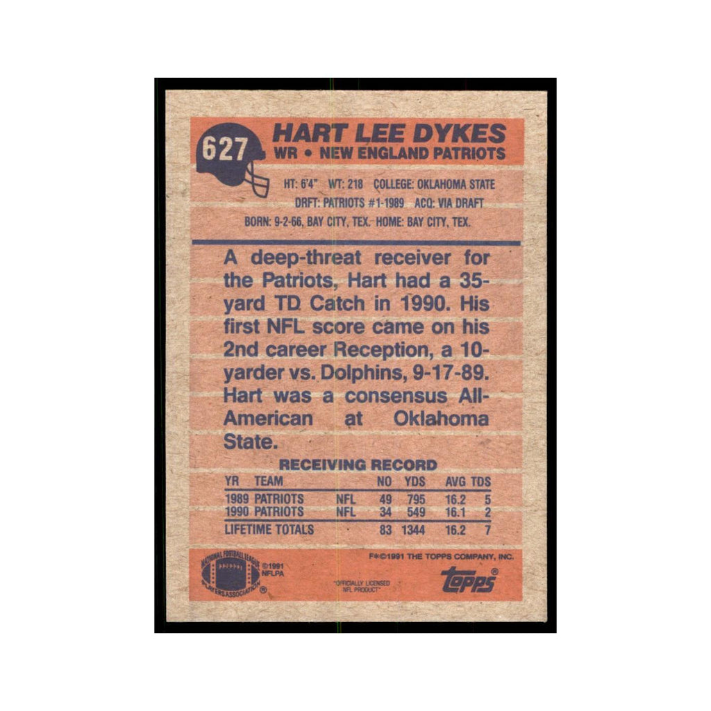 Hart Lee Dykes 1991 Topps #627 New England Patriots Football Card NM