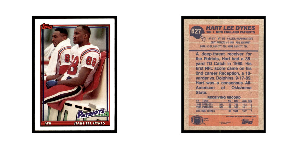 Hart Lee Dykes 1991 Topps #627 New England Patriots Football Card NM