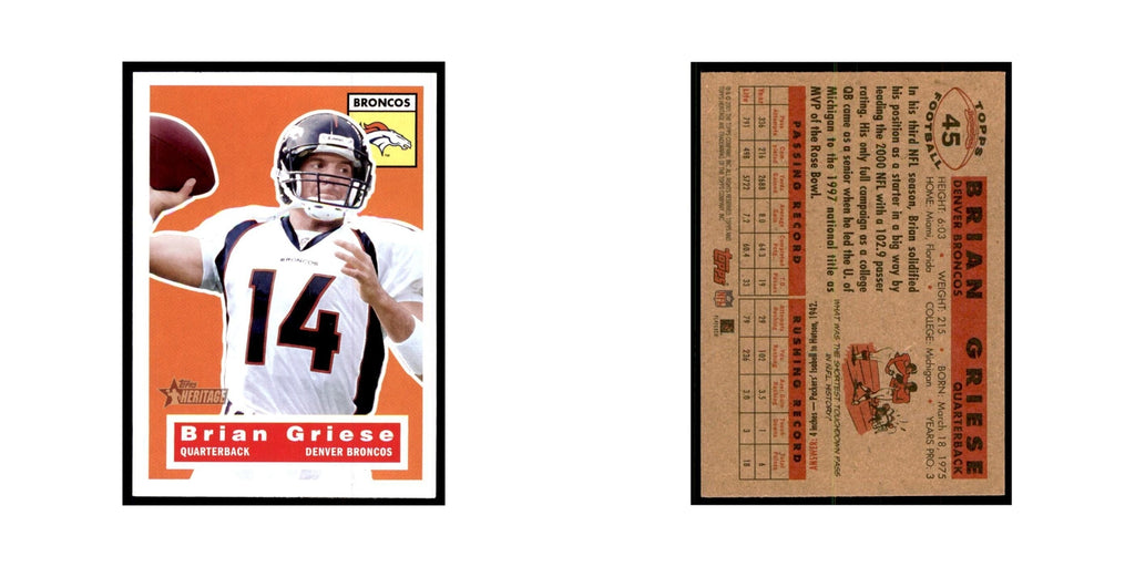 Brian Griese 2001 Topps Heritage #45 Denver Broncos Football Card NM