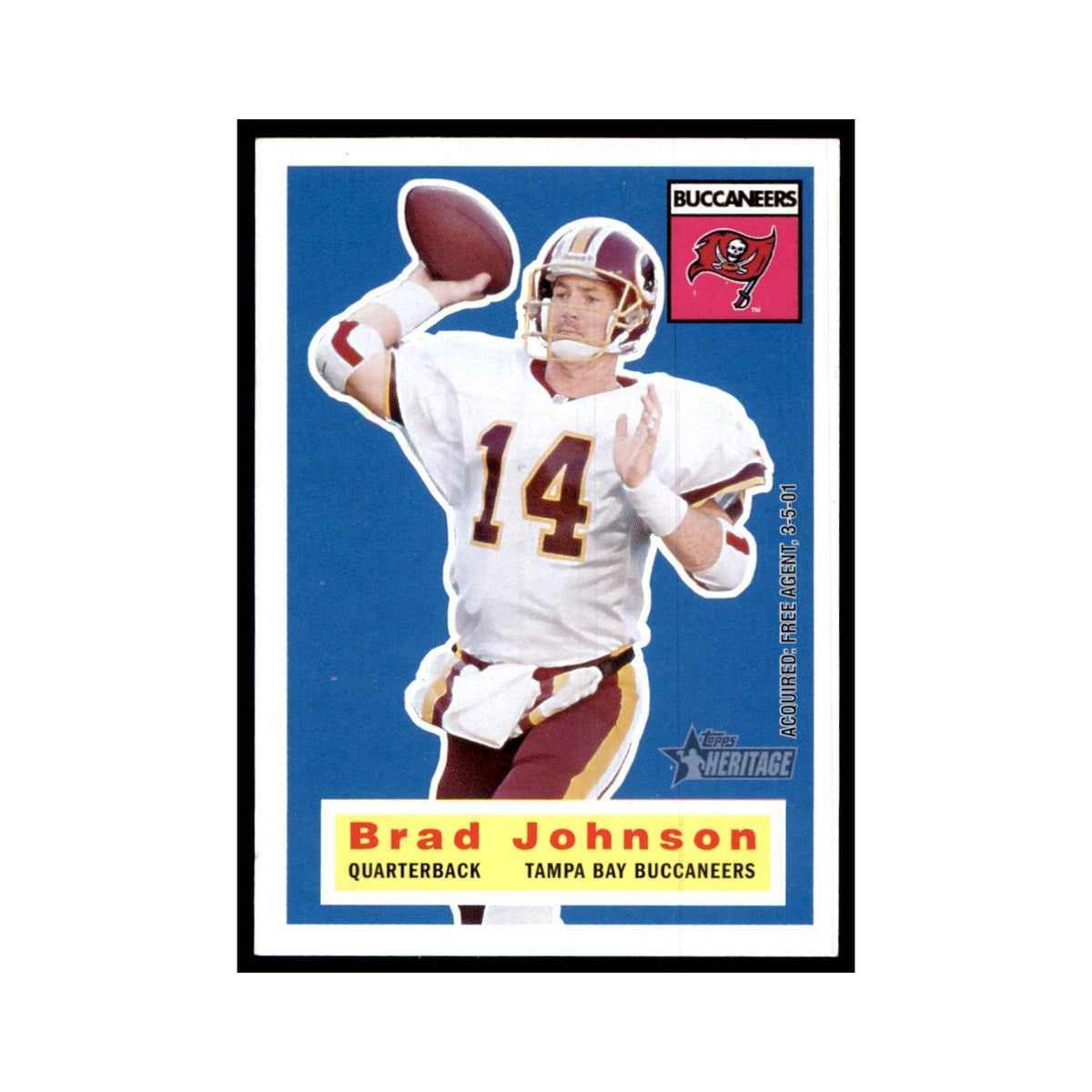 Brad Johnson 2001 Topps Heritage #40 Tampa Bay Buccaneers Football Card NM