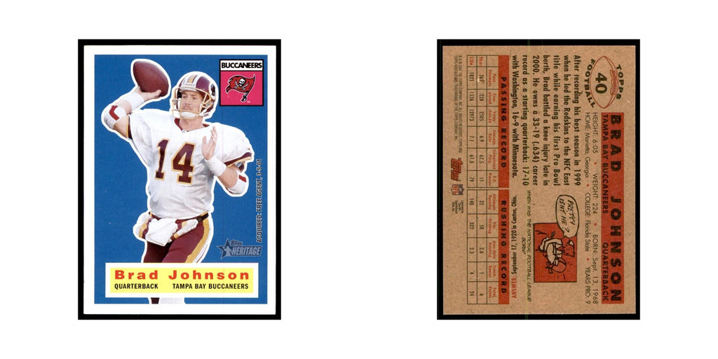 Brad Johnson 2001 Topps Heritage #40 Tampa Bay Buccaneers Football Card NM