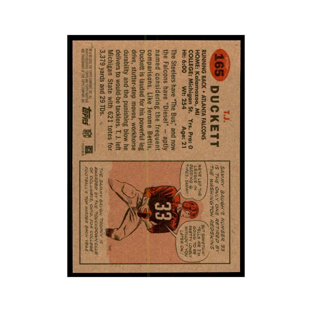 T.J. Duckett 2002 Topps Heritage #165 Atlanta Falcons Football Card NM
