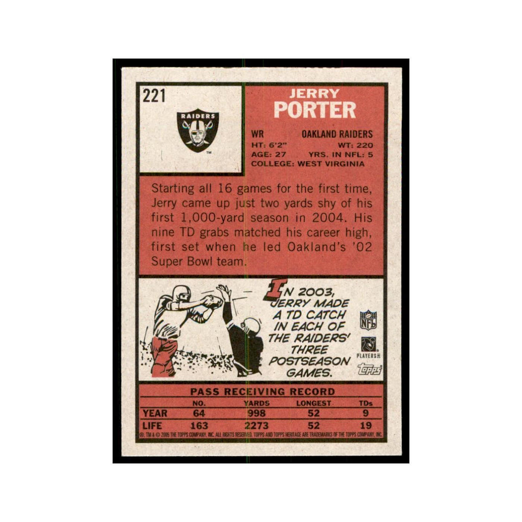 Jerry Porter 2005 Topps Heritage #221 Oakland Raiders Football Card NM