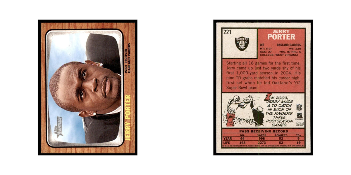 Jerry Porter 2005 Topps Heritage #221 Oakland Raiders Football Card NM