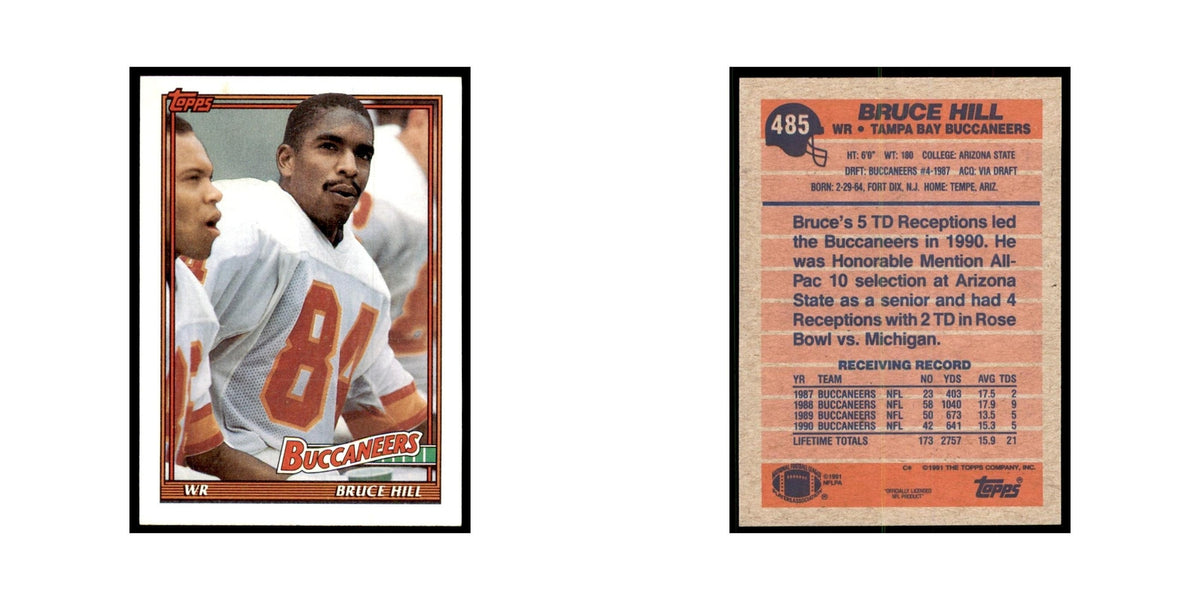 Bruce Hill 1991 Topps #485 Tampa Bay Buccaneers Football Card NM