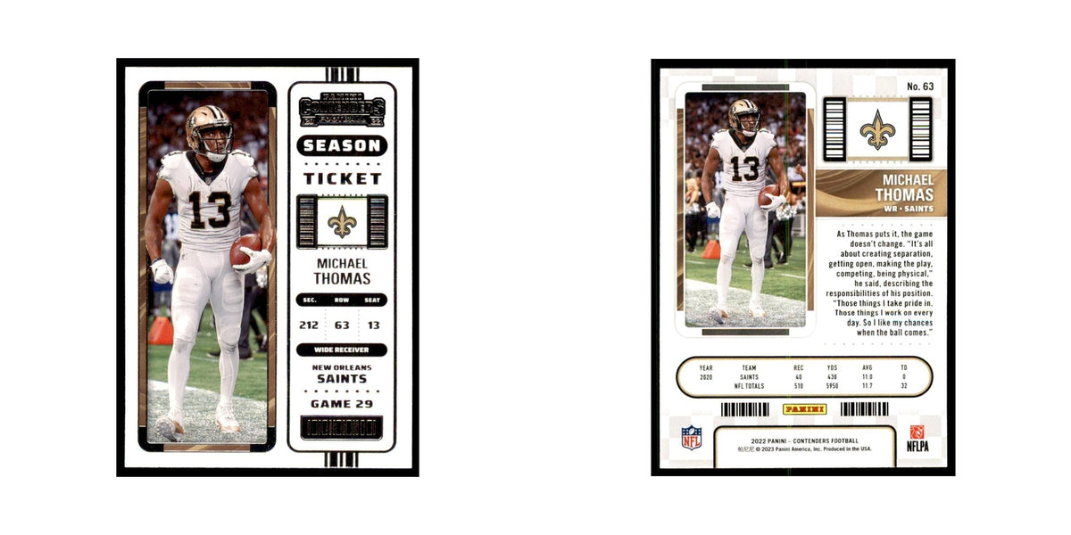 Michael Thomas 2022 Panini Contenders #63 New Orleans Saints Football Card NM