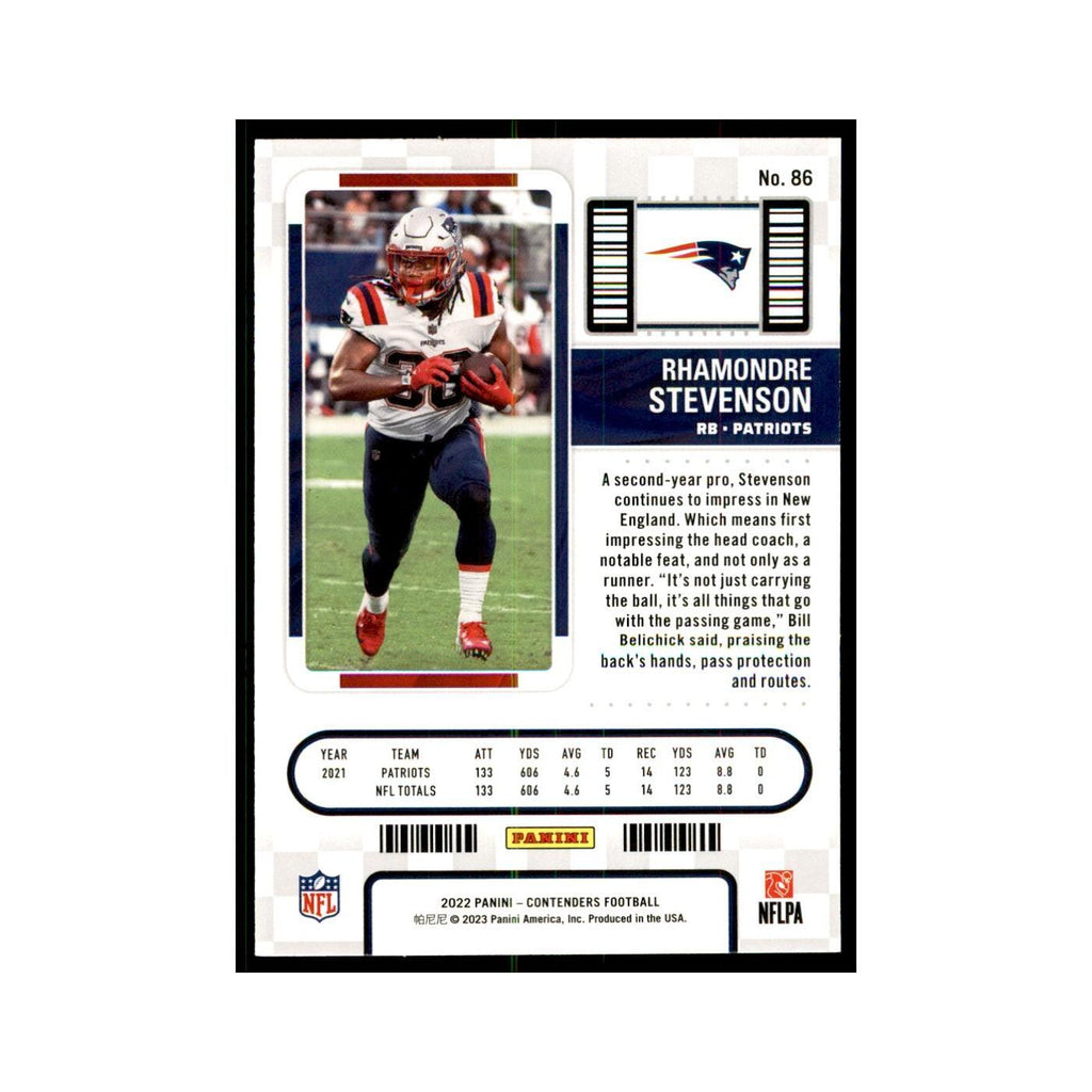Rhamondre Stevenson 2022 Panini Contenders #86 New England Patriots NM