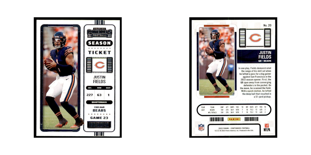 Justin Fields 2022 Panini Contenders #20 Chicago Bears Football Card NM