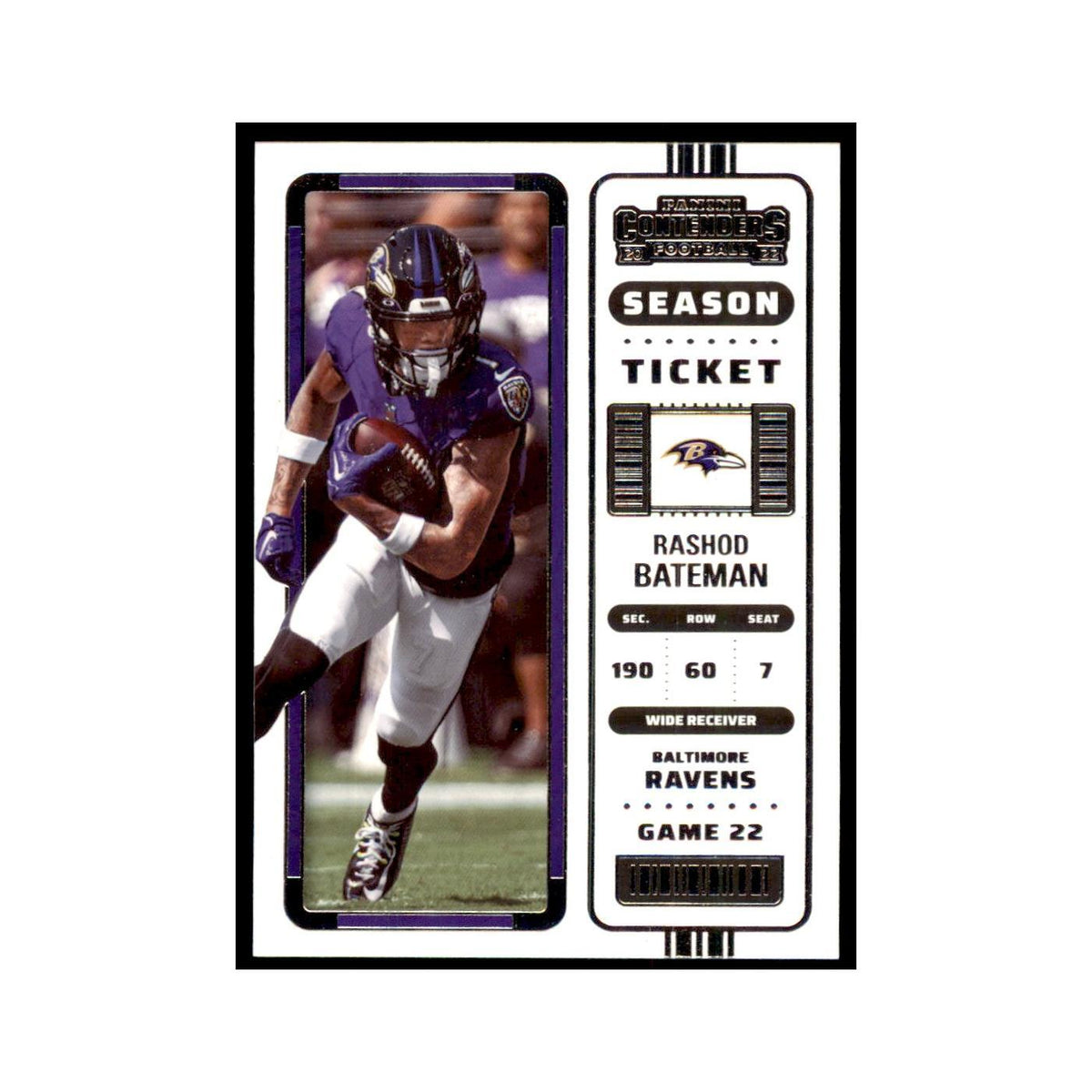 Rashod Bateman 2022 Panini Contenders #6 Baltimore Ravens Football Card NM
