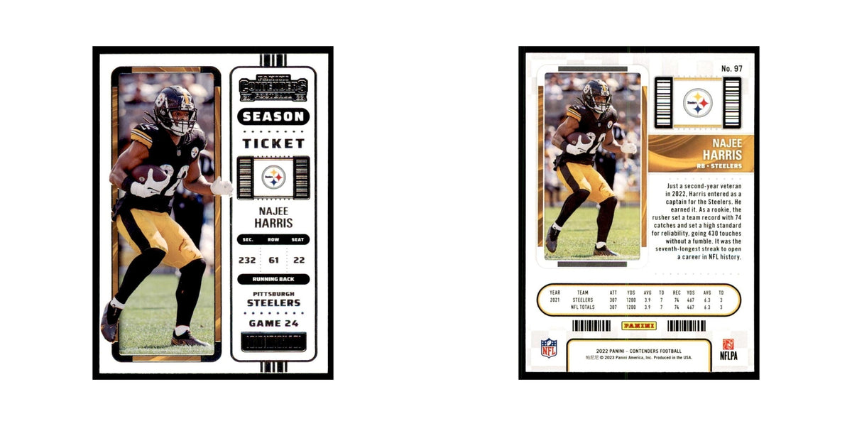 Najee Harris 2022 Panini Contenders #97 Pittsburgh Steelers Football Card NM