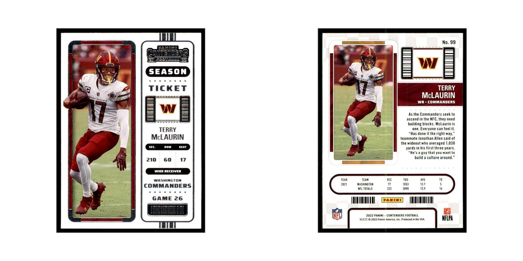 Terry McLaurin 2022 Panini Contenders #99 Washington Commanders Football Card NM