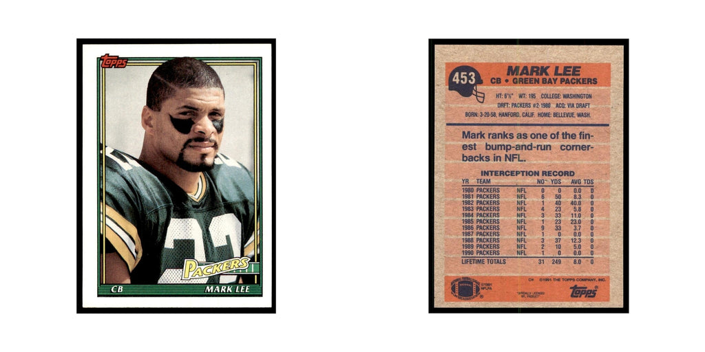 Mark Lee 1991 Topps #453 Green Bay Packers Football Card NM
