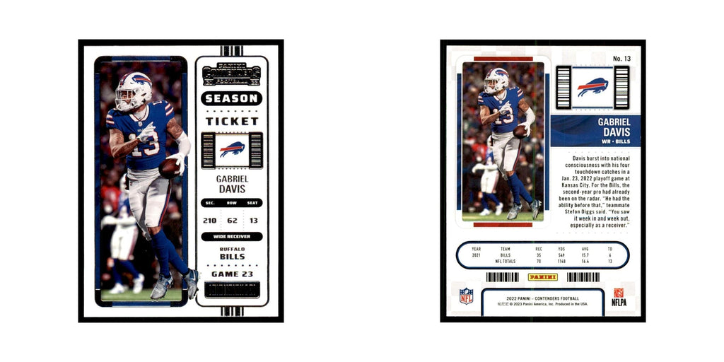 Gabriel Davis 2022 Panini Contenders #13 Buffalo Bills Football Card NM