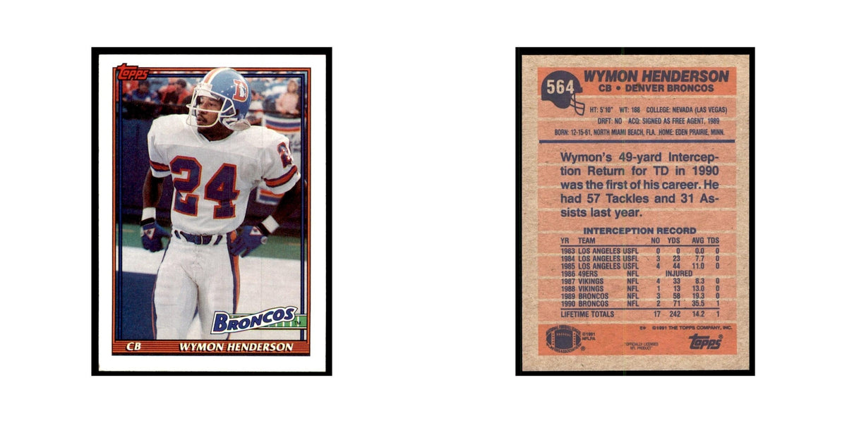 Wymon Henderson 1991 Topps #564 Denver Broncos Football Card NM