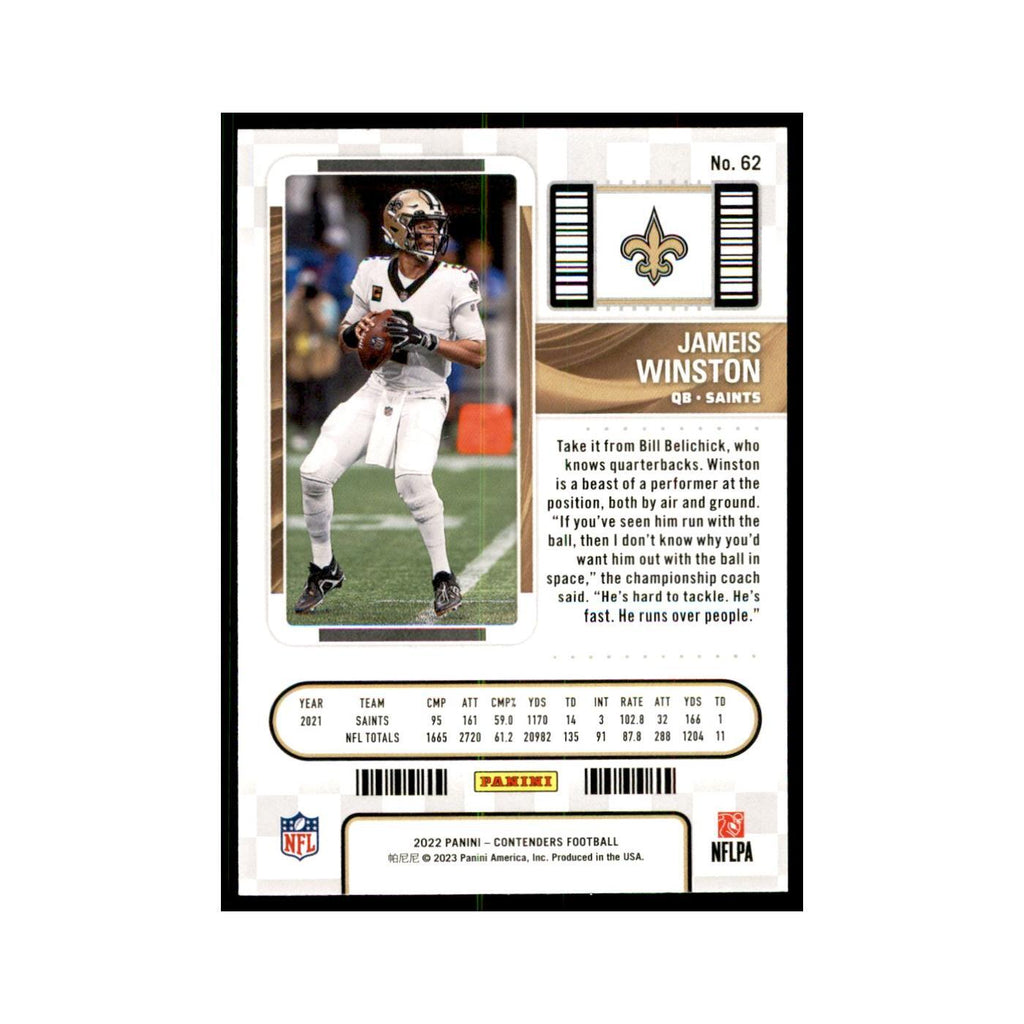 Jameis Winston 2022 Panini Contenders #62 New Orleans Saints Football Card NM