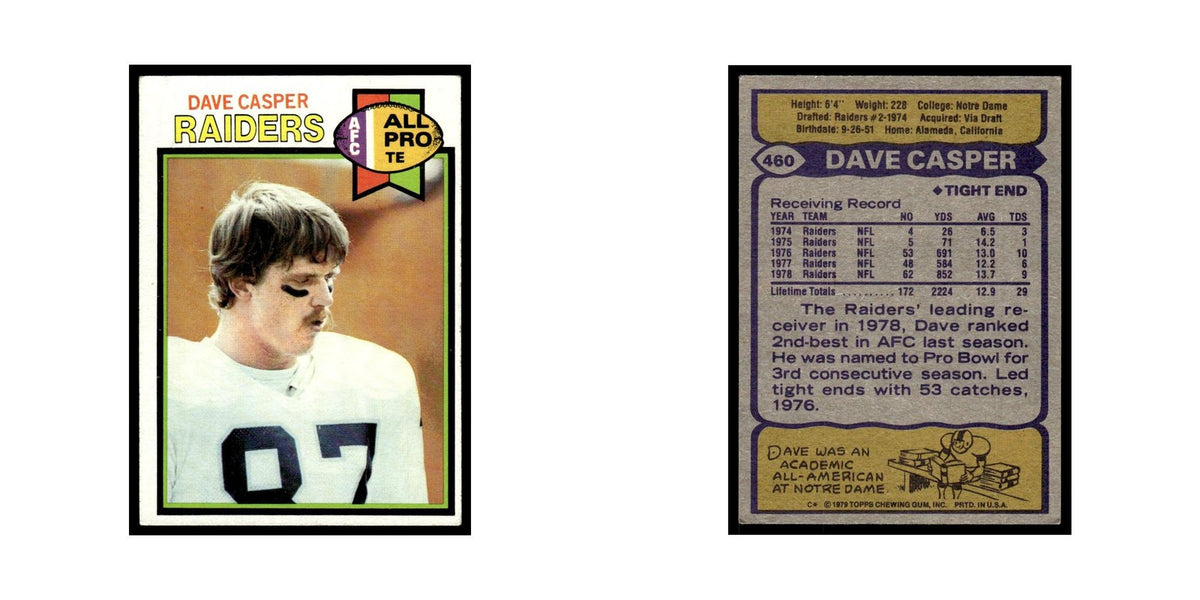 Dave Casper 1979 Topps #460.0 Oakland Raiders Football Card EX
