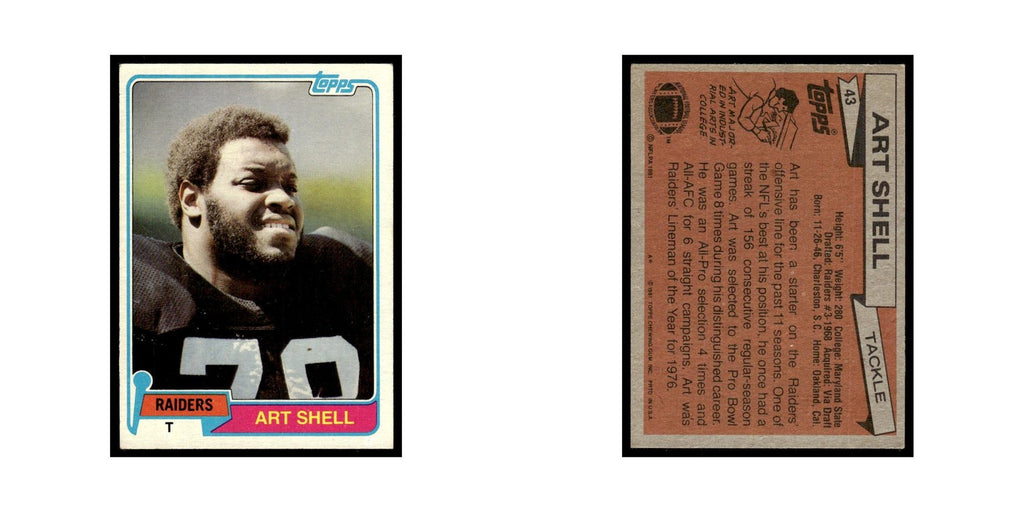 Art Shell 1981 Topps #43.0 Oakland Raiders Football Card EX