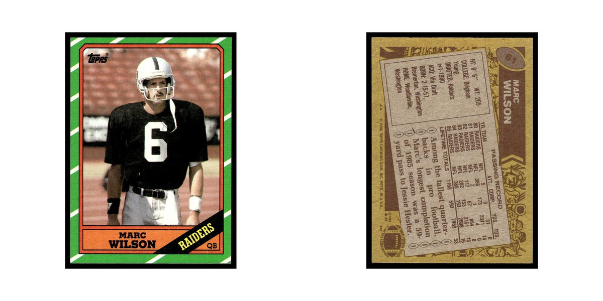 Marc Wilson 1986 Topps #61.0 Los Angeles Raiders Football Card EX