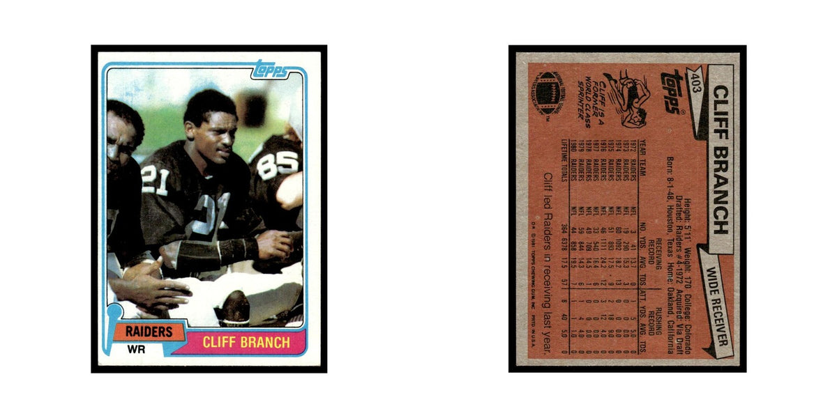 Cliff Branch 1981 Topps #403.0 Oakland Raiders Football Card EX