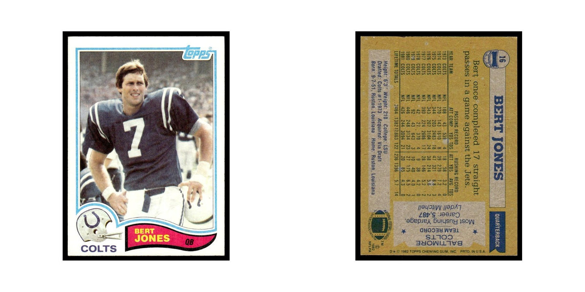 Bert Jones 1982 Topps #16.0 Baltimore Colts Football Card EX