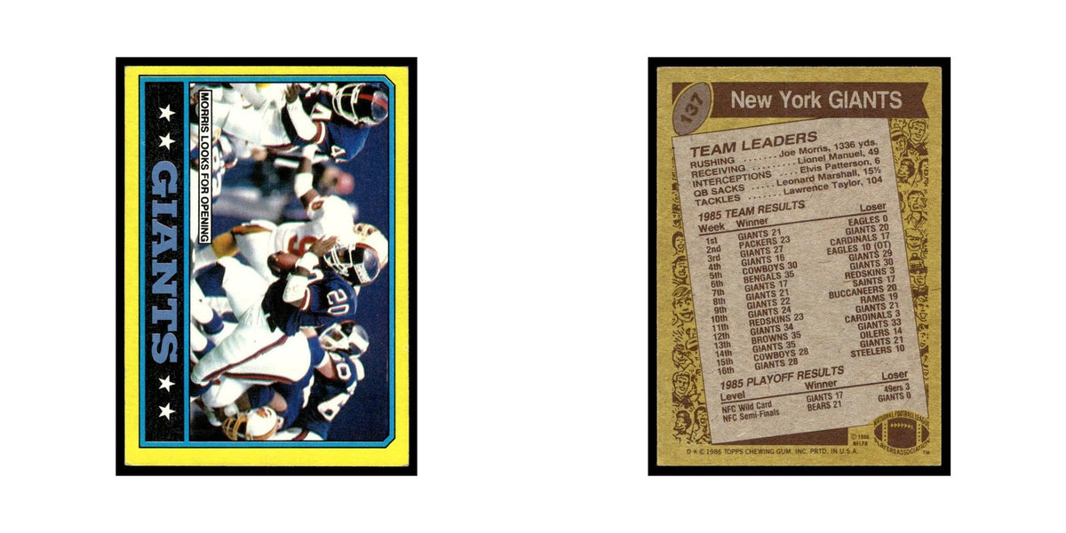 New York Giants 1986 Topps #137.0 Football Card EX