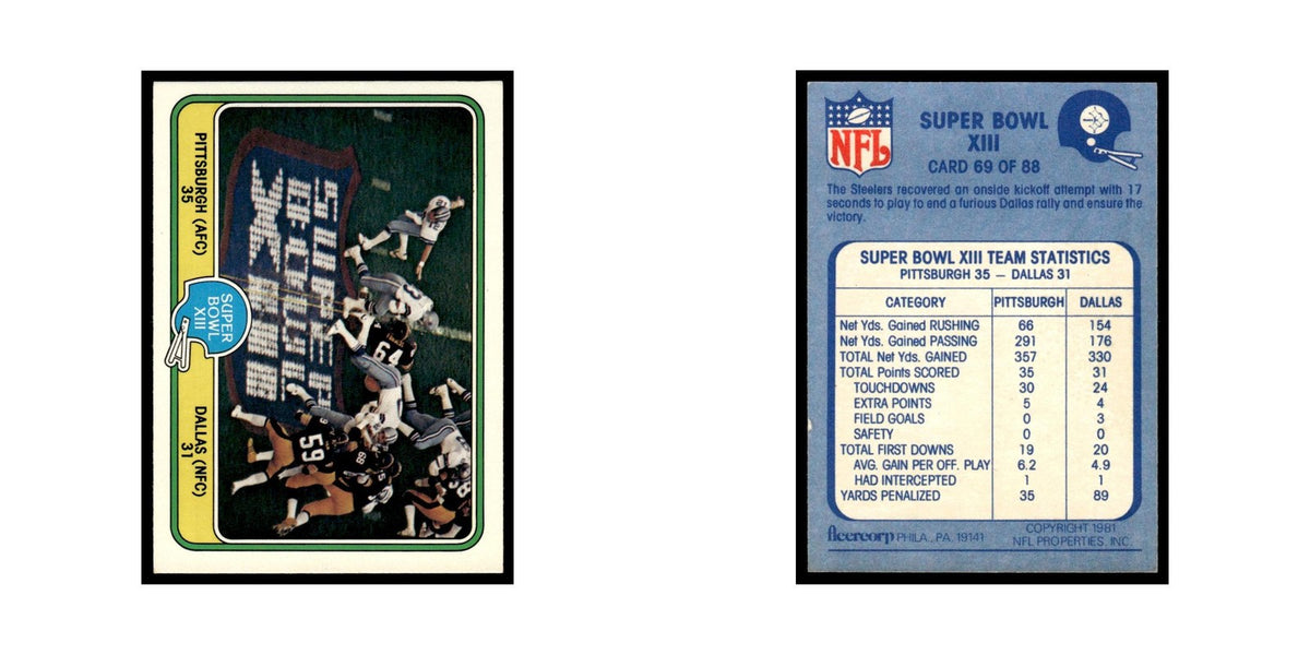 Super Bowl XIII 1981 Fleer Team Action #69.0 EX