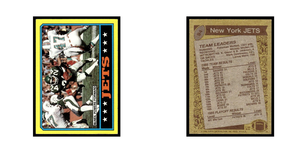 New York Jets 1986 Topps #94.0 Football Card EX